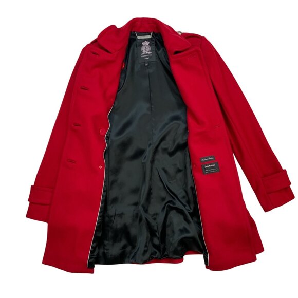Juicy Couture Wool Coat XS Red Peplum Peacoat Double Breasted Military Retro - Picture 4 of 12
